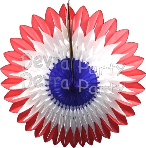 20 Inch Tissue Paper Flower Fan Decoration Patriotic (12 pcs) - Click Image to Close