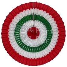 16 Inch Tissue Paper Striped Fan Red, White, Green (12 pcs)