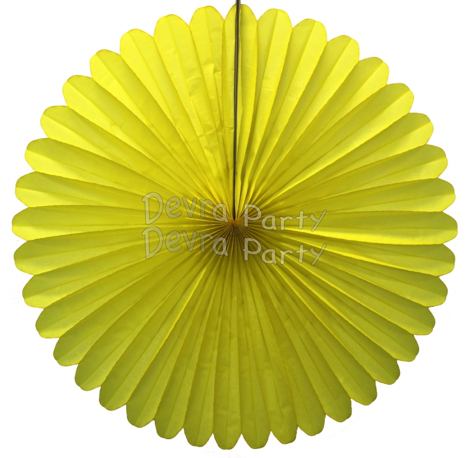 27 Inch Yellow Deluxe Fan Decorations (12 pcs) - Click Image to Close