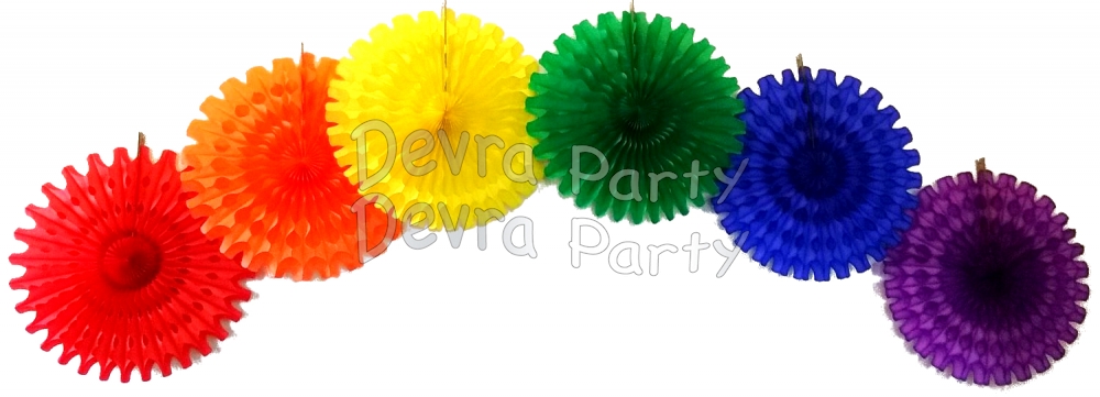 18 Inch Rainbow Party Decorations (6 fans) - Click Image to Close