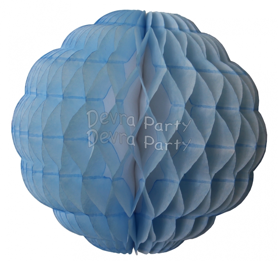 14 Inch Puff Ball Cool Blue and White (12 pcs) - Click Image to Close