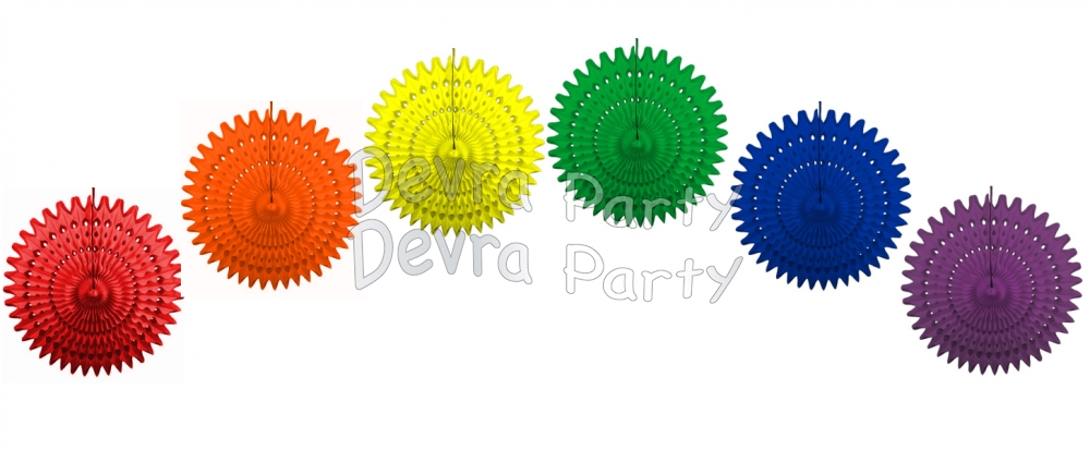 Large 21 Inch Rainbow Party Decorations (6 fans) - Click Image to Close