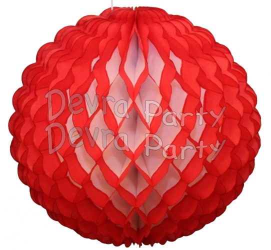 8 Inch Puff Ball Red and White (12 pcs) - Click Image to Close