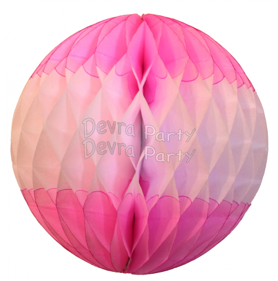 Pink and White Honeycomb Tissue Paper Balls (12 pcs) - Click Image to Close