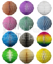 8 Inch Honeycomb Puff Balls, White Center (12 pcs)