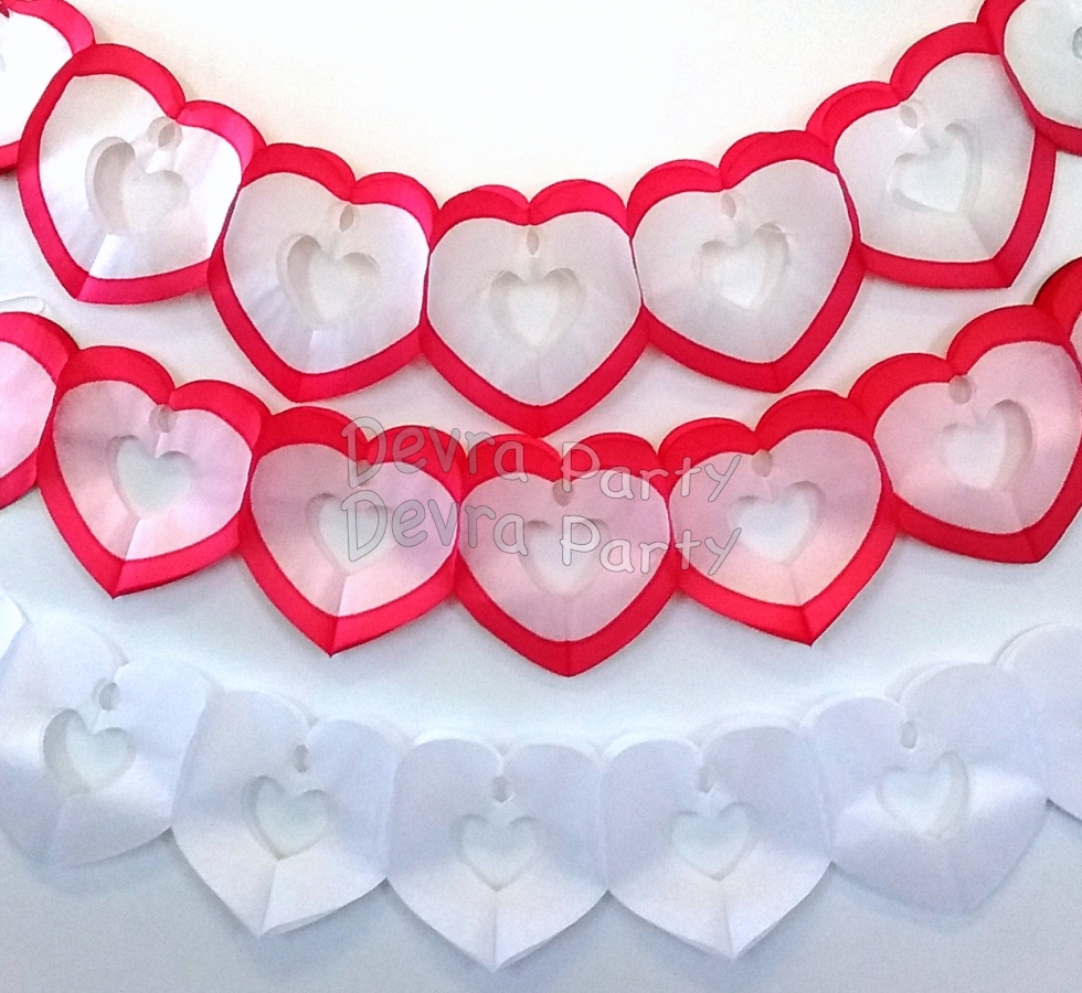 12 Foot Tissue Paper Heart Garland (6 pcs) - Click Image to Close