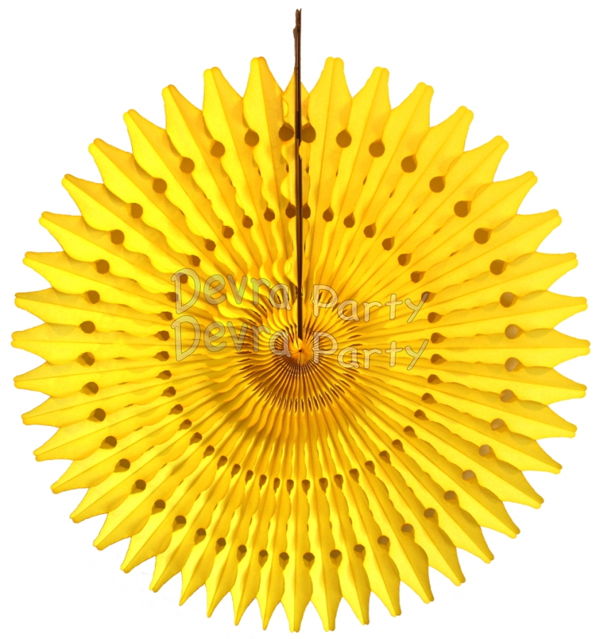 21 Inch Tissue Fan Yellow (12 pcs) - Click Image to Close