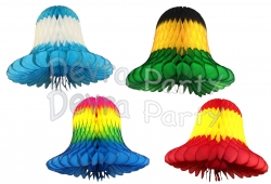 24 Inch Honeycomb Tissue Paper Bell Multi Colors (12 pcs)