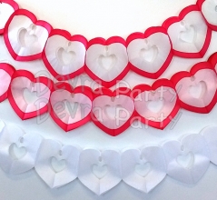 12 Foot Tissue Paper Heart Garland (6 pcs)