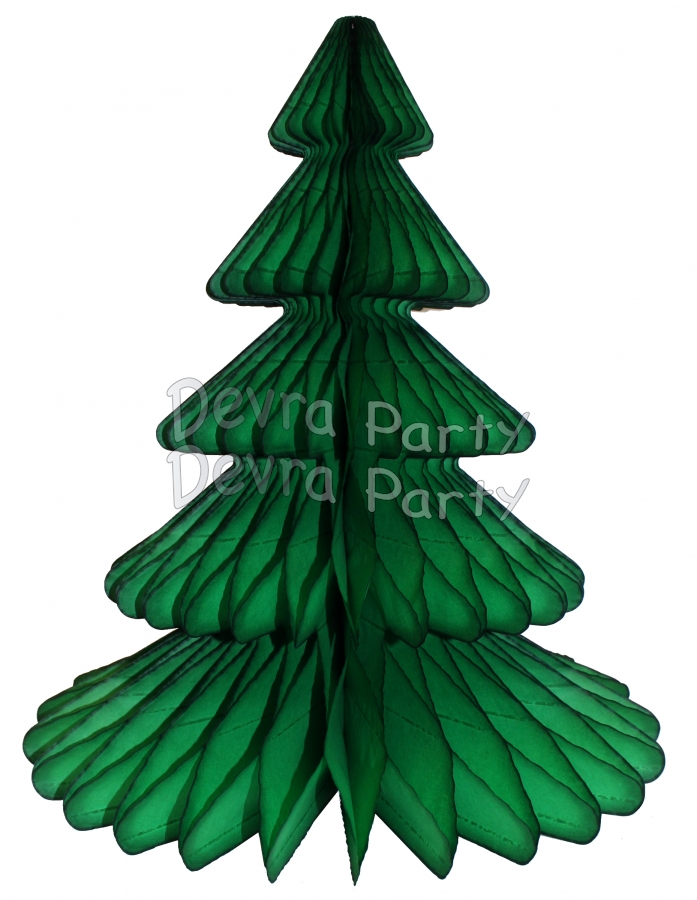 17 Inch Honeycomb Tissue Paper Tree- Classic Dark Green (12 pcs) - Click Image to Close
