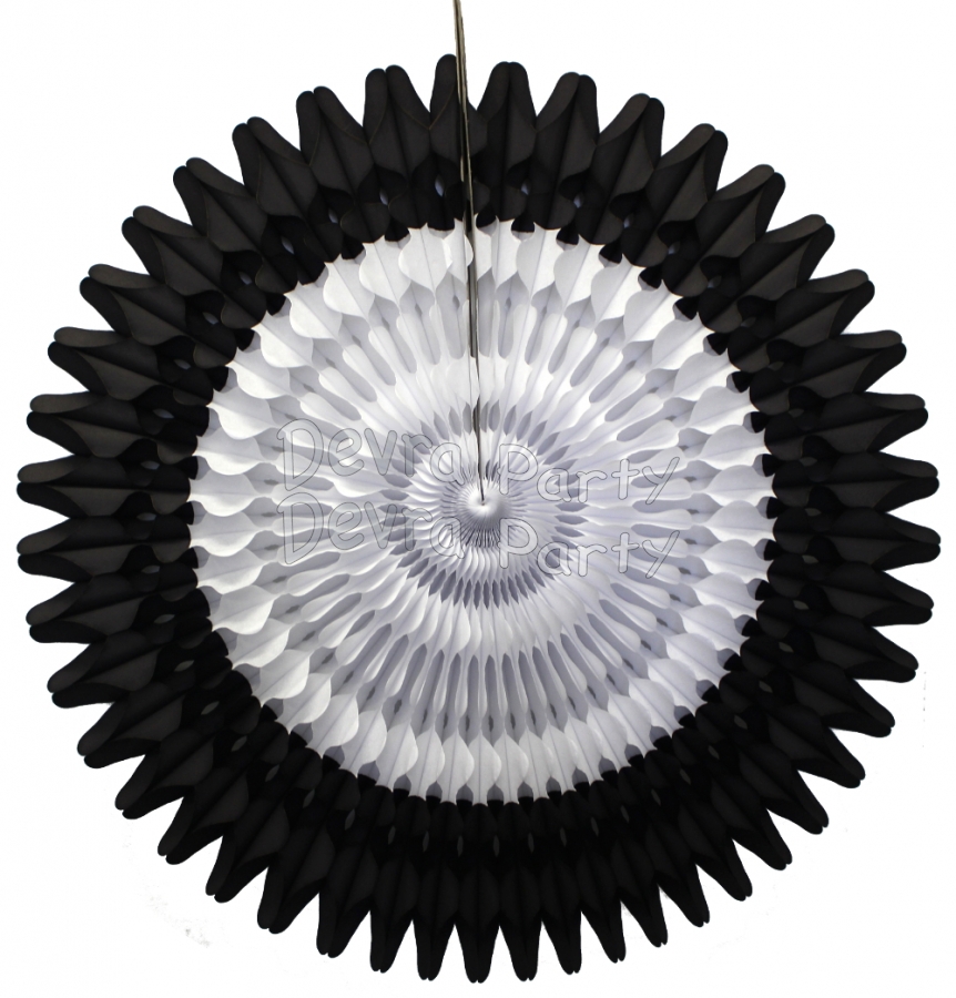 21 Inch Tissue Fan Black White (12 pcs) - Click Image to Close
