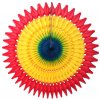21 Inch Tissue Fan Rainbow Fiesta - Red/Gold/Turquoise (12 pcs)