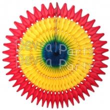 21 Inch Tissue Fan Rainbow Fiesta - Red/Gold/Turquoise (12 pcs)