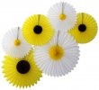 Daisies and Sunflowers - Set of Six Party Fans - 12 KITS