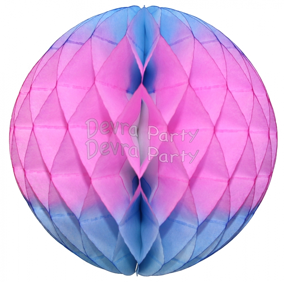 Blue/Pink Honeycomb Ball Decorations (12 pcs) - Click Image to Close
