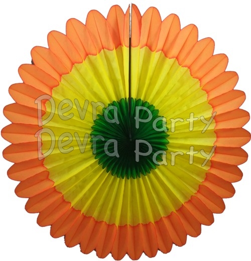 27 Inch Deluxe Fan Orange Yellow Green (12 pcs) - Click Image to Close