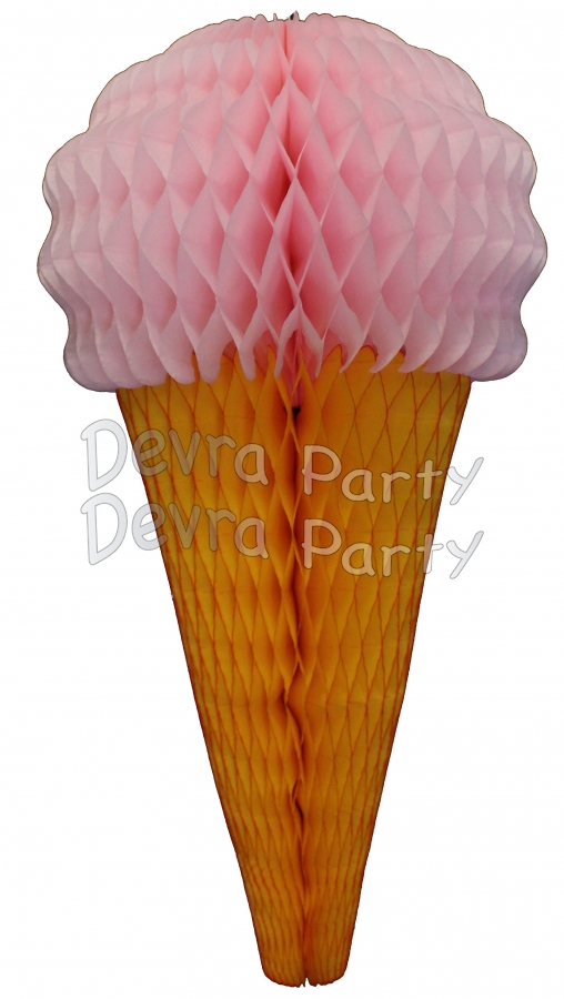 Pink 20 Inch Tissue Paper Ice Cream Cones (6 pieces) - Click Image to Close