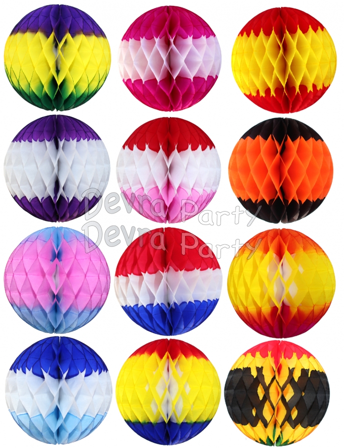 19 Inch Honeycomb Ball Multi Colors (12 pcs) - Click Image to Close