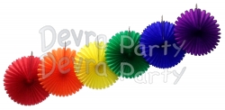 13 Inch Rainbow Party Decorations (6 fans)