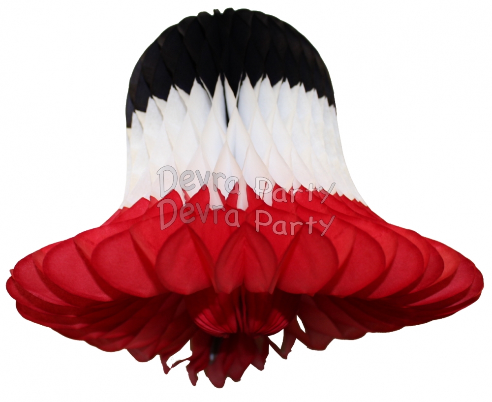 Black White Red Party Bell Decoration (12 Pieces) - Click Image to Close