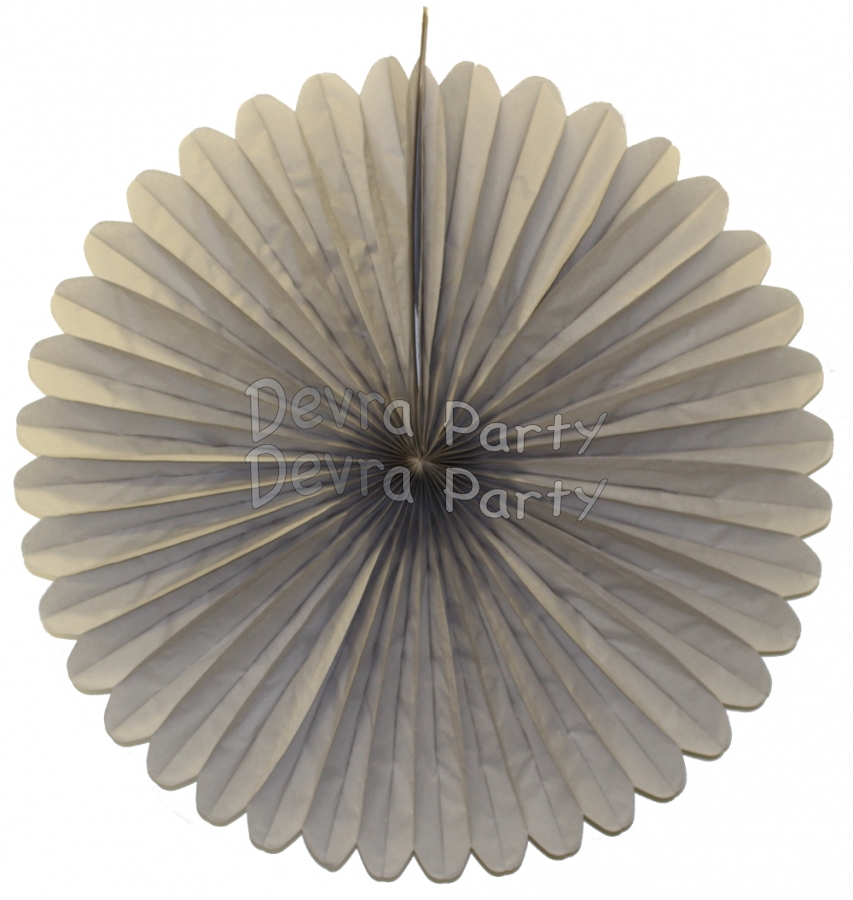 27 Inch Gray Tissue Paper Deluxe Fan (12 pcs) - Click Image to Close