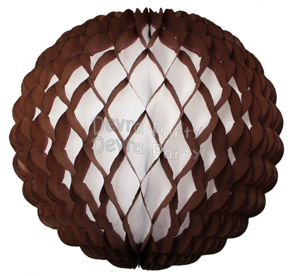 8 Inch Puff Ball Brown and White (12 pcs) - Click Image to Close