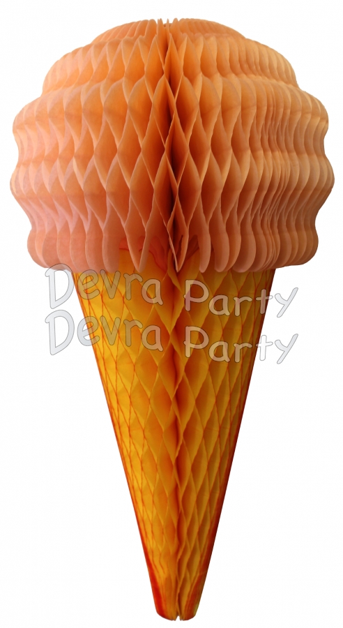 Peach 20 Inch Tissue Paper Ice Cream Cones (6 pieces) - Click Image to Close