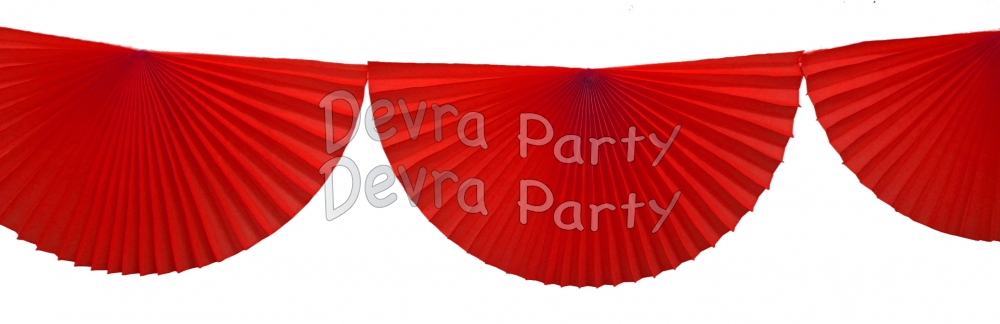Red 10 Foot Bunting Fan Garland (12 pcs) - Click Image to Close