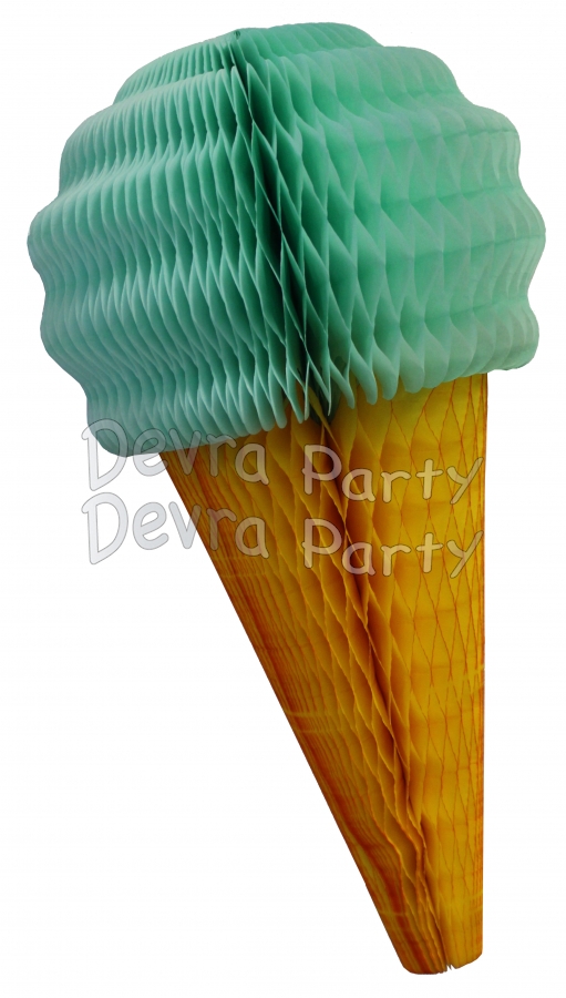 Mint Green 20 Inch Tissue Paper Ice Cream Cones (6 pieces) - Click Image to Close