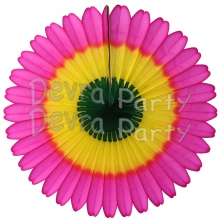 13 Inch Spring Cerise/Yellow/Green Fan Decorations (12 PCS)