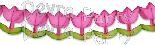 6 Foot Tissue Paper Tulip Garland (12 pcs) - Click Image to Close