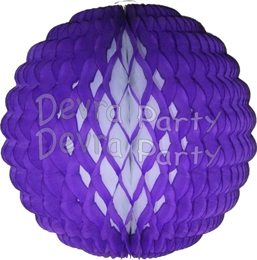 8 Inch Puff Ball Purple and White (12 pcs) - Click Image to Close