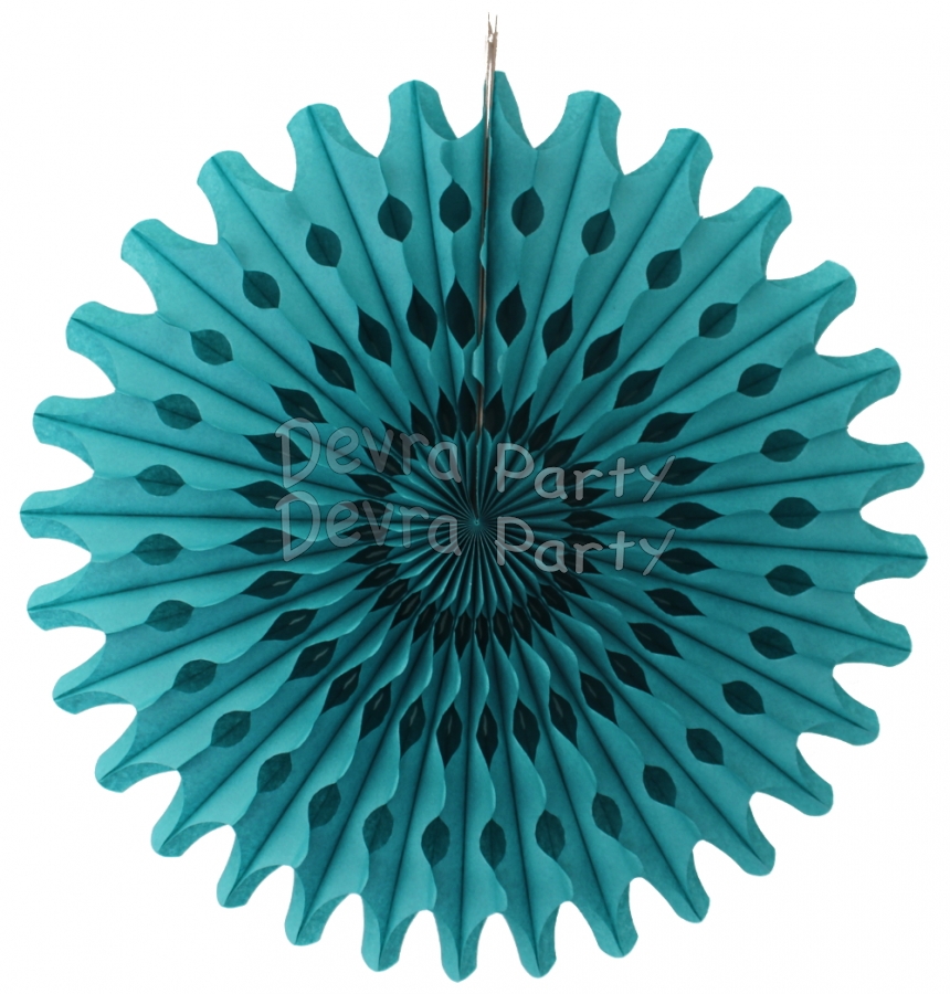 Teal 18 Inch Tissue Paper Fan (12 pcs) - Click Image to Close