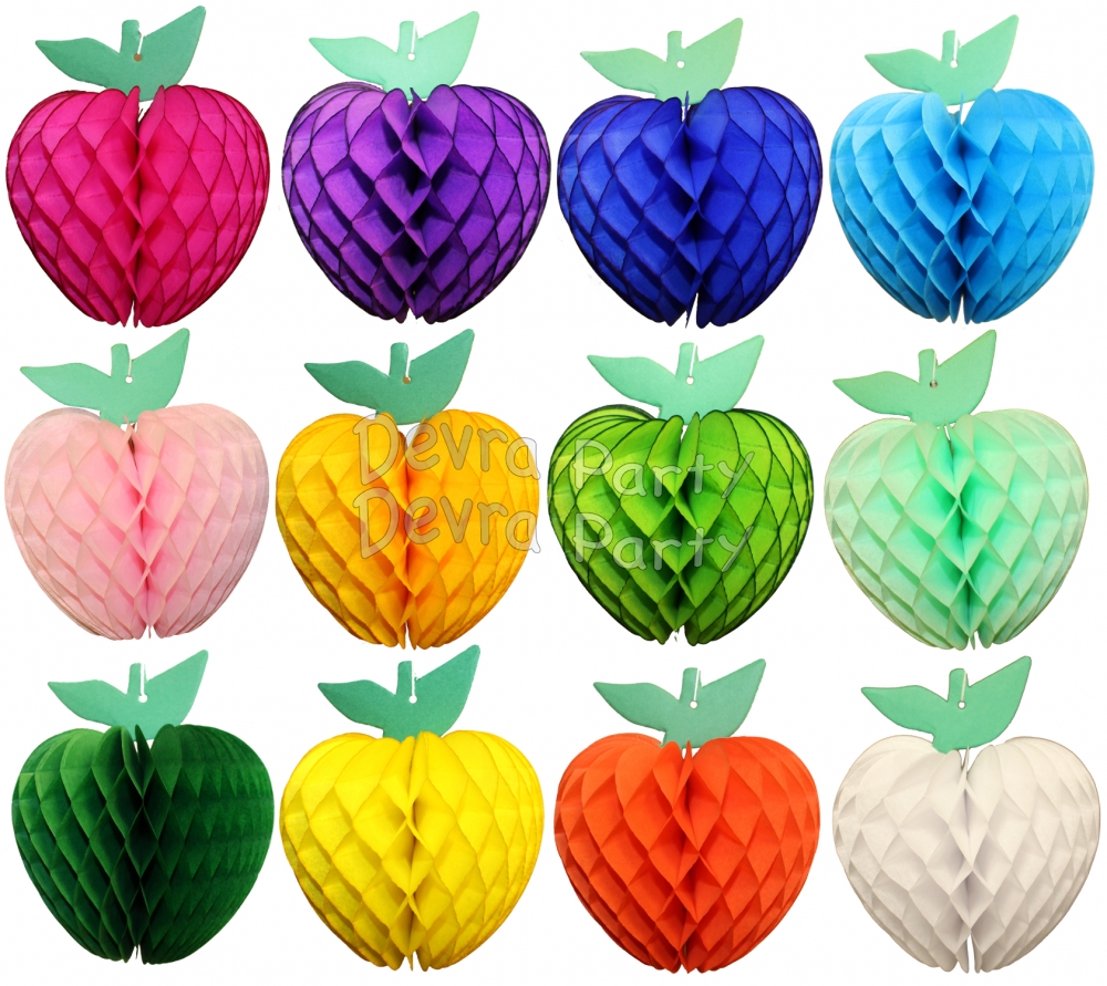 Honeycomb Apple Decoration, 7 Inch, All Colors (12 pcs) - Click Image to Close
