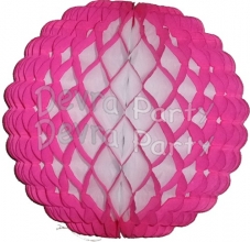 8 Inch Puff Ball Cerise and White (12 pcs)