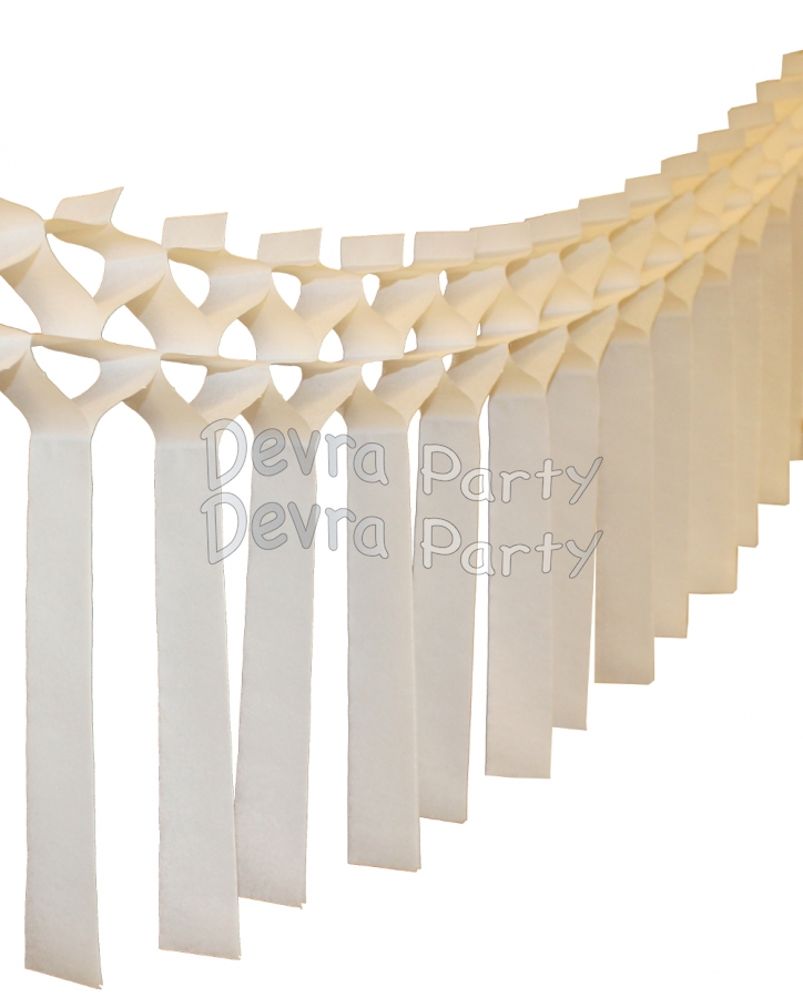 White Streamer Garland Decoration (12 pcs) - Click Image to Close