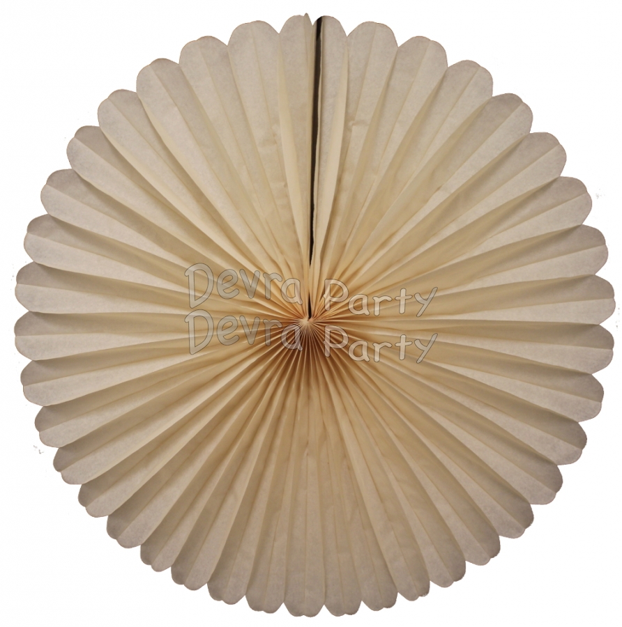27 Inch Classic and Vintage Ivory Tissue Deluxe Fan (12 pcs) - Click Image to Close