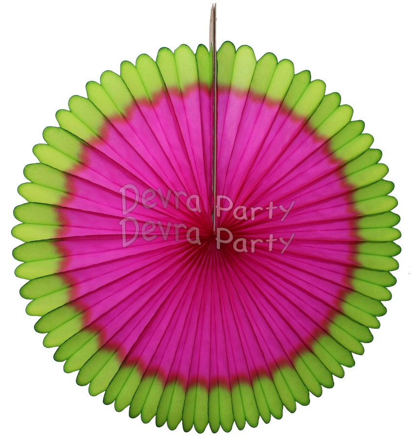 13 Inch Fan Decorations Cerise and Lime (12 Pieces) - Click Image to Close