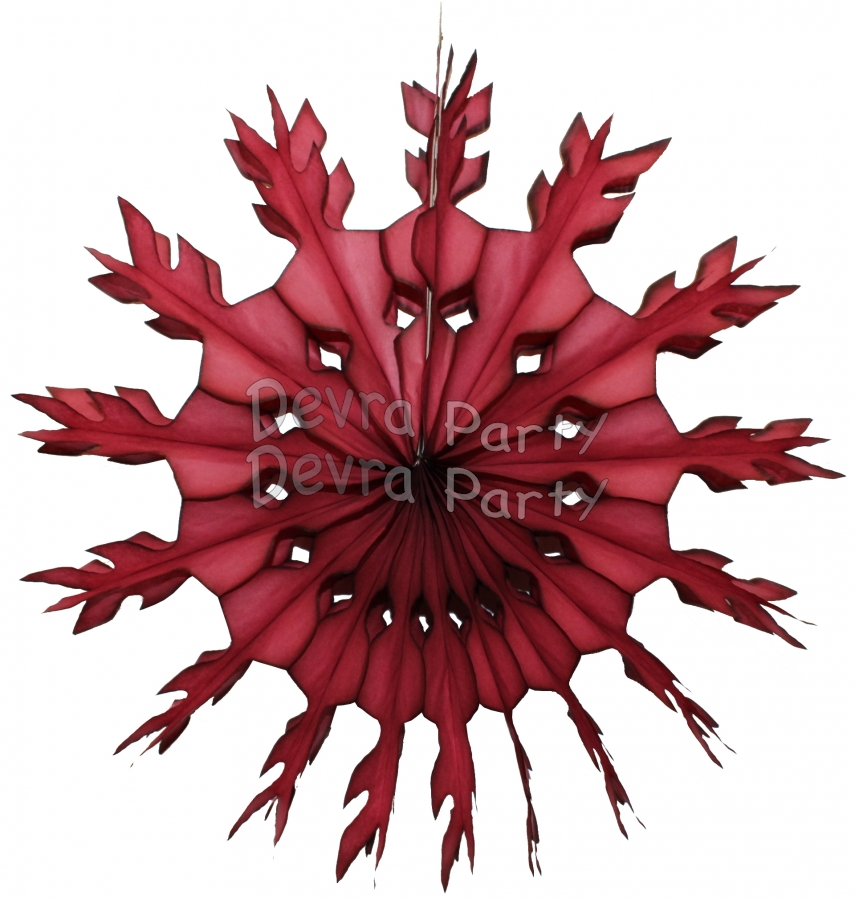 15 Inch Maroon Tissue Paper Snowflake Decoration (12 pcs) - Click Image to Close