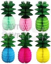 Honeycomb Pineapple Decoration, 13 inch- Green Leaves (12 pcs)