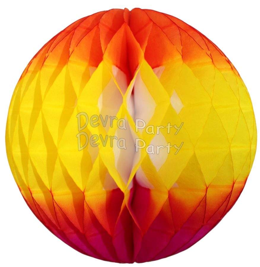 Orange/Yellow/Cerise Tissue Paper Balls (12 pcs) - Click Image to Close