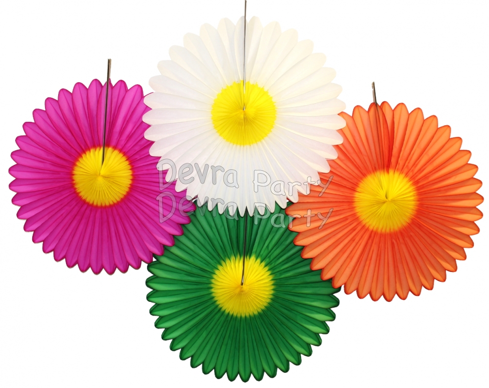20 Inch Honeycomb Decoration Daisy Fan (12 pcs) - Click Image to Close
