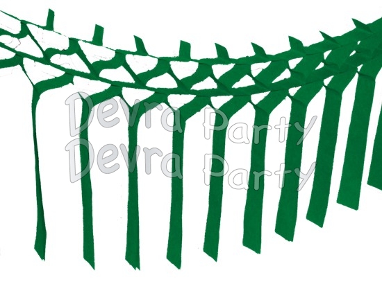 Dark Green Streamer Garland Decoration (12 pcs) - Click Image to Close