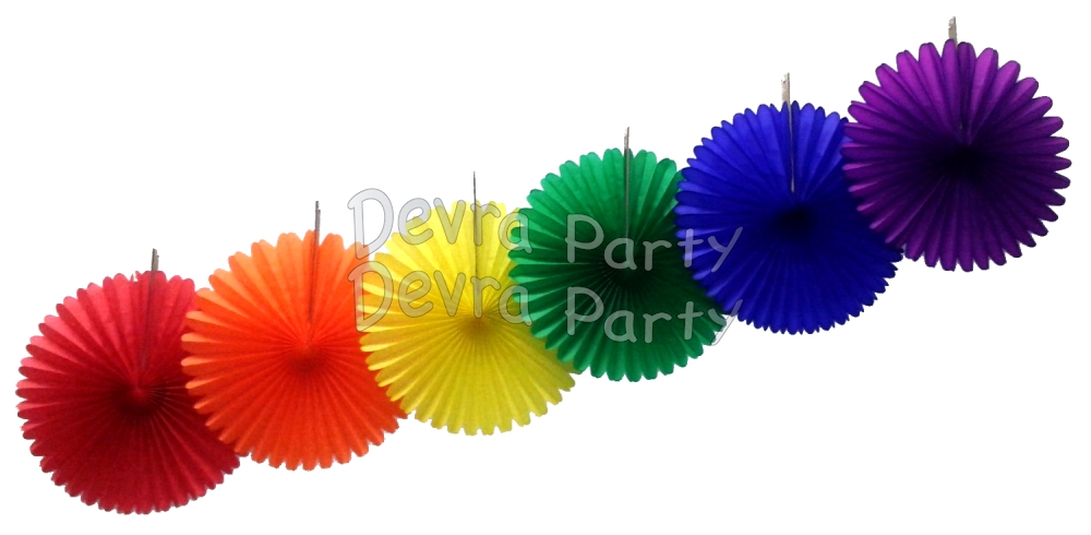 13 Inch Rainbow Party Decorations (6 fans) - Click Image to Close