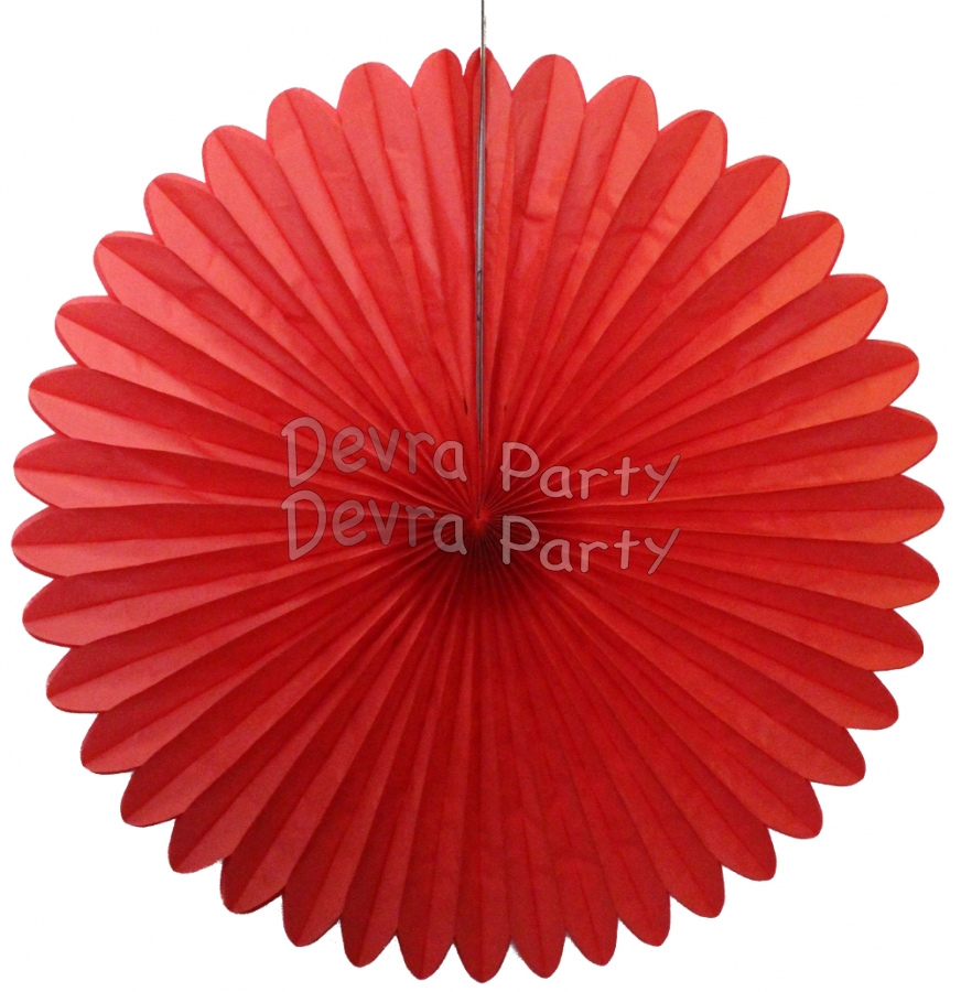 27 Inch Red Tissue Paper Deluxe Fan (12 pcs) - Click Image to Close