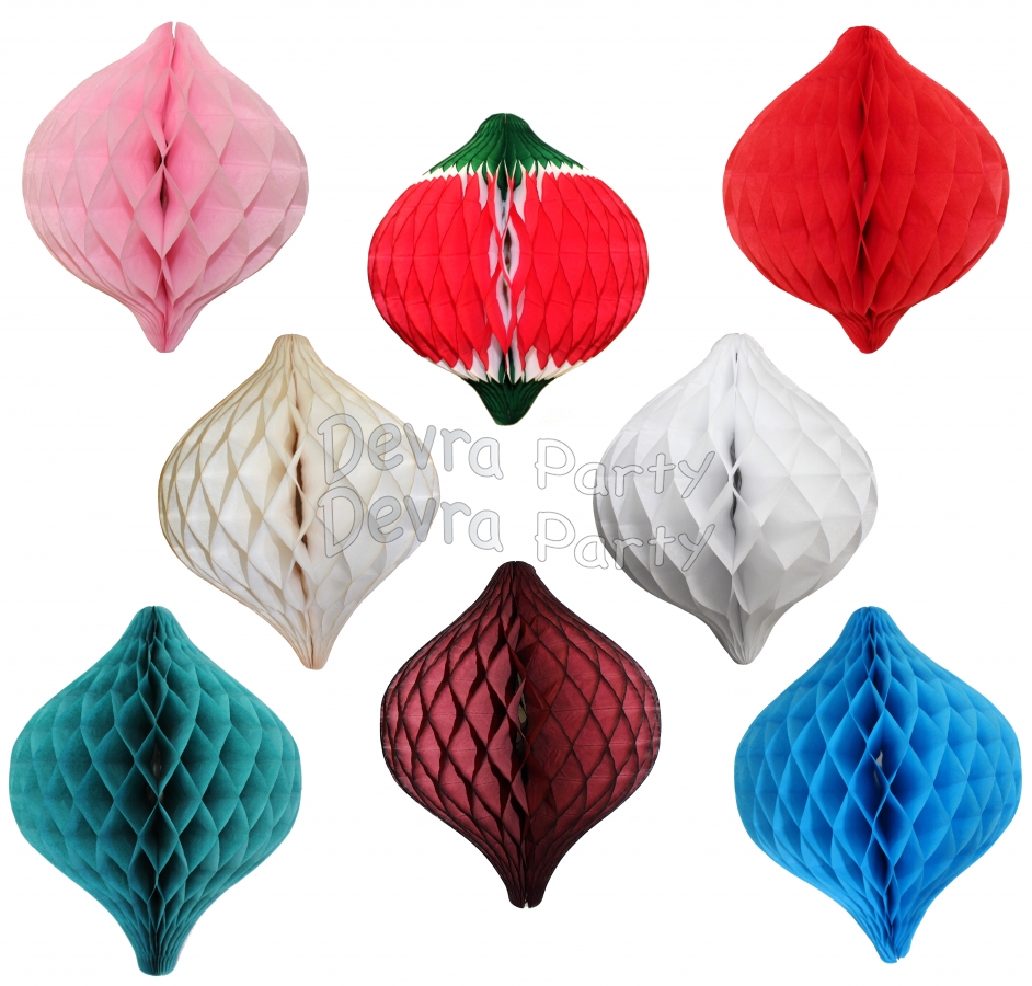 12 Inch Oval Spinning Top Honeycomb Ornament Decoration (12 pcs) - Click Image to Close