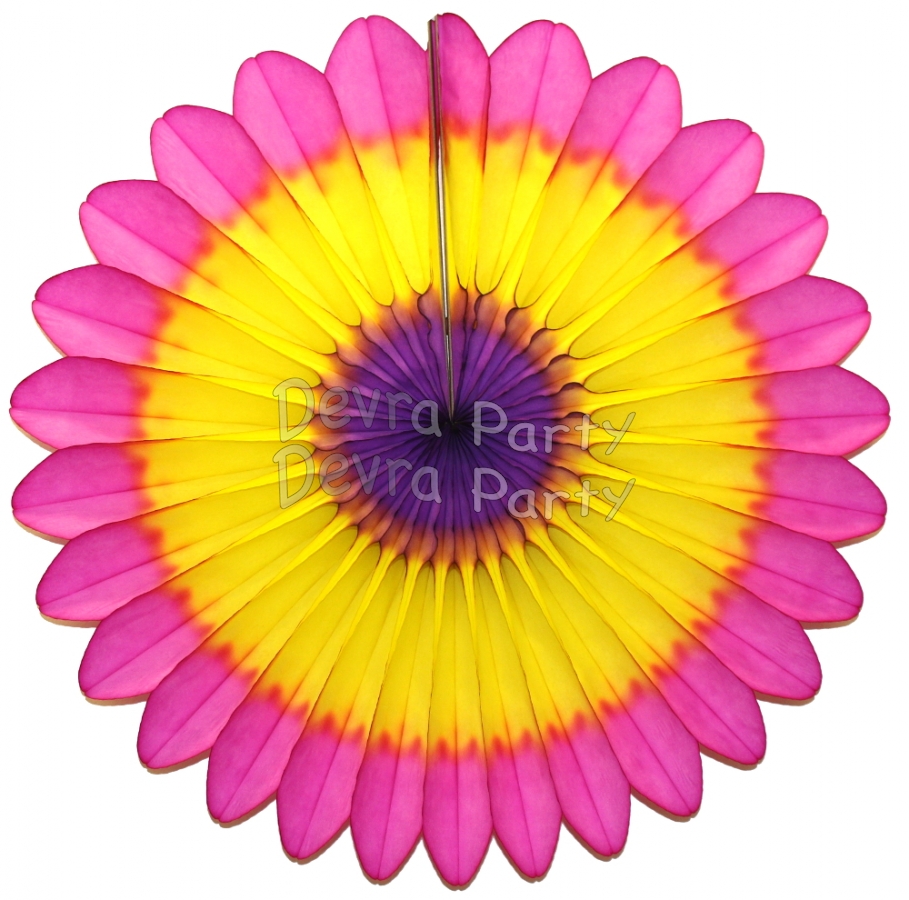 Cerise Yellow Purple Fanburst Decoration (12 pcs) - Click Image to Close