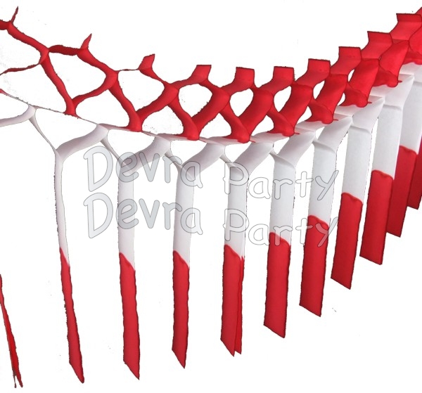 Red White Red Streamer Garland Decoration (12 pcs) - Click Image to Close