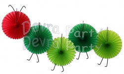 5-Fan Set of Caterpillar Themed 13 Inch Party Fans - SINGLE KIT
