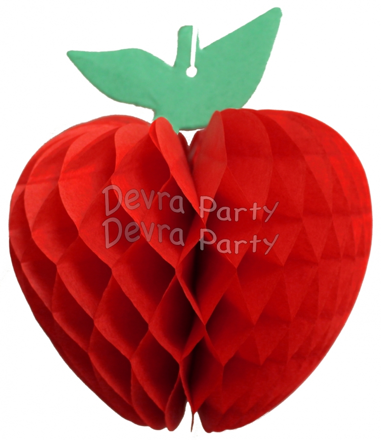 Honeycomb Paper Red Apple Decoration 7 Inch (12 pcs) - Click Image to Close